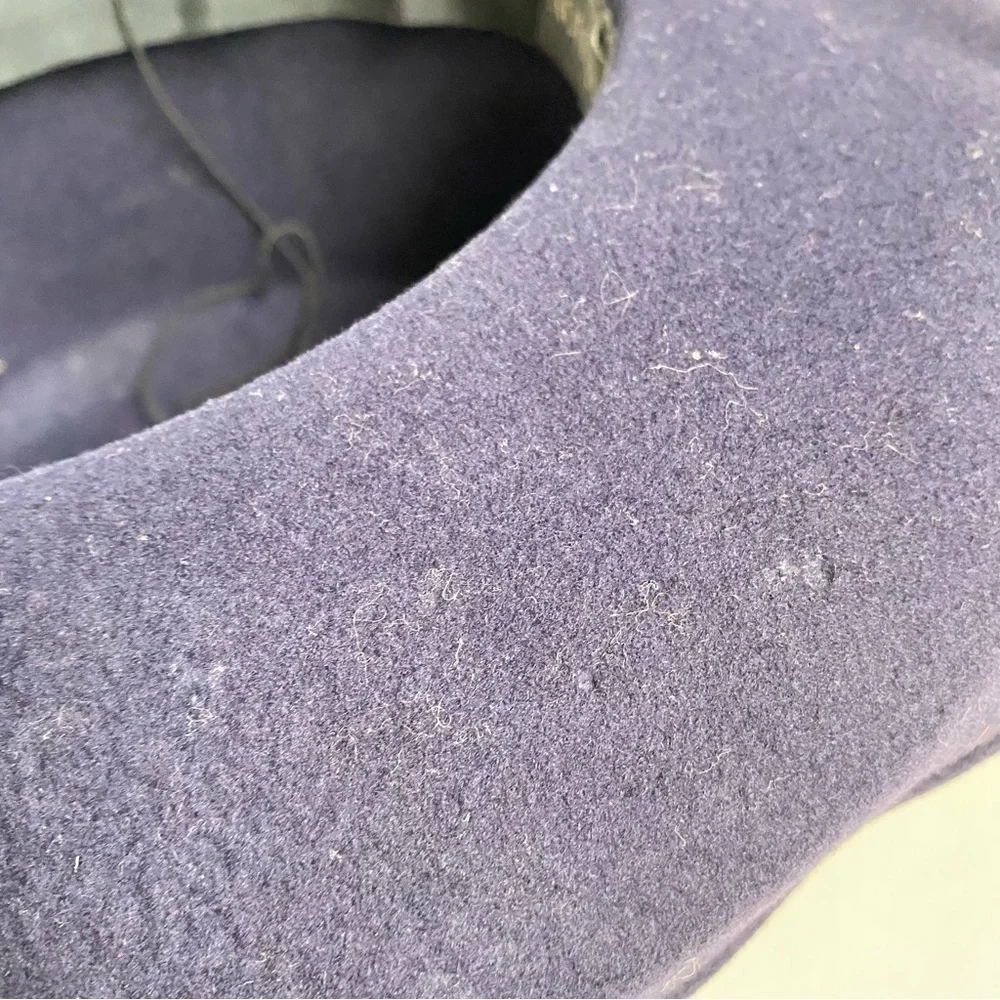 Vintage‎ 90s Whittall & Shon Wool Sequin Hat Navy Blue Gold Wide Brim - Picture 7 of 14